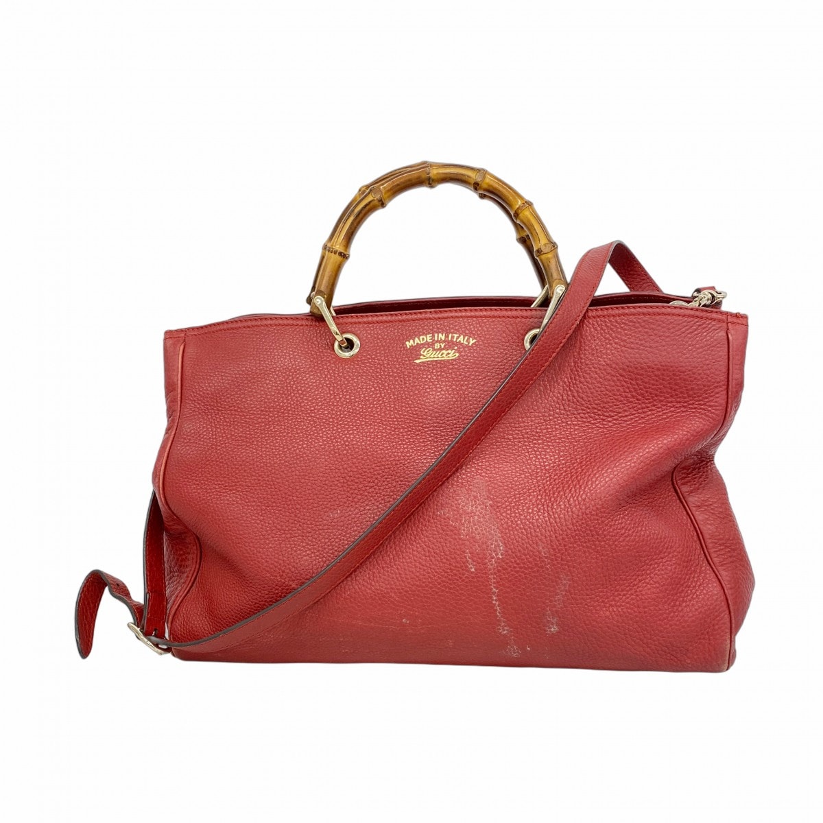 【6cd5590-k】グッチ ハンドバッグ バンブー 323658 レザー レッド シャンパンゴールド金具 2wayバッグ【中古】レディース