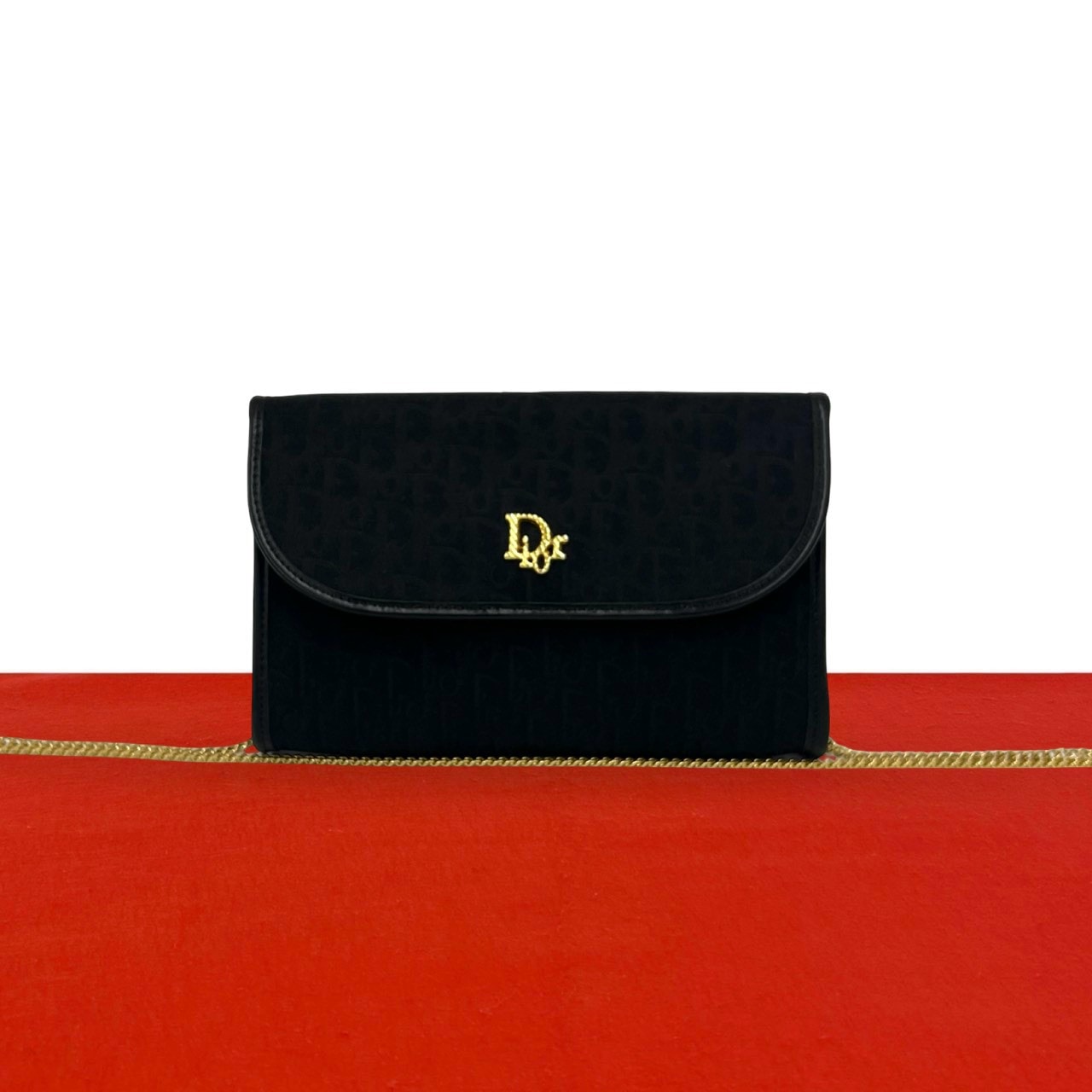 Christian Dior ディオール トロッター 柄 キャンバス レザー ショルダーバッグ ブラック
 92450