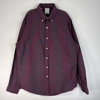 古着 ブルックスブラザーズ Brooks Brothers 長袖シャツ チェック ワンポイント ロゴ 346 SLIM FIT M パープル系 マルチカラー メンズ
