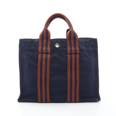 エルメス HERMES フールトゥPM トートバッグ バッグ キャンバス レディース ネイビー系 / ブラウン系 【中古】