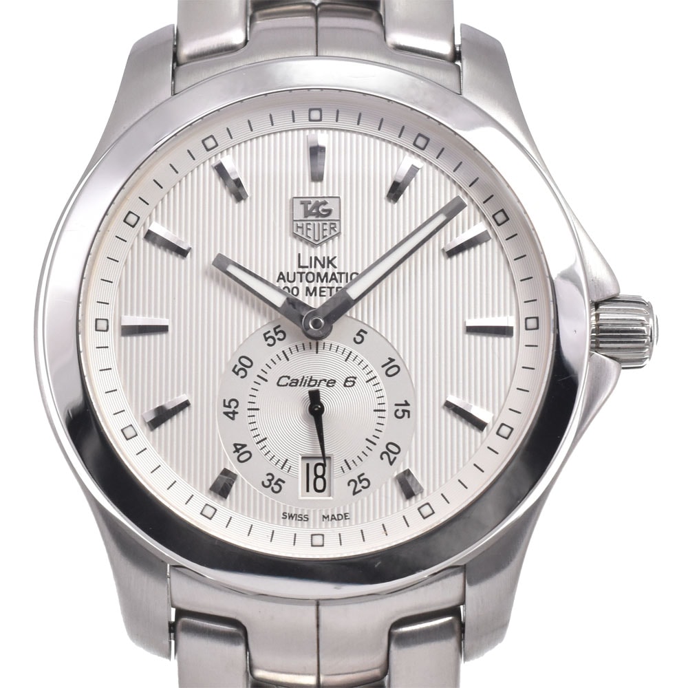 タグホイヤー TAG HEUER WJF211B リンク キャリバー6 デイト シルバー 自動巻き メンズ 良品 保証書付き 腕時計 J#150328