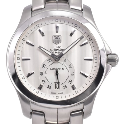 タグホイヤー TAG HEUER WJF211B リンク キャリバー6 デイト シルバー 自動巻き メンズ 良品 保証書付き 腕時計 J#150328