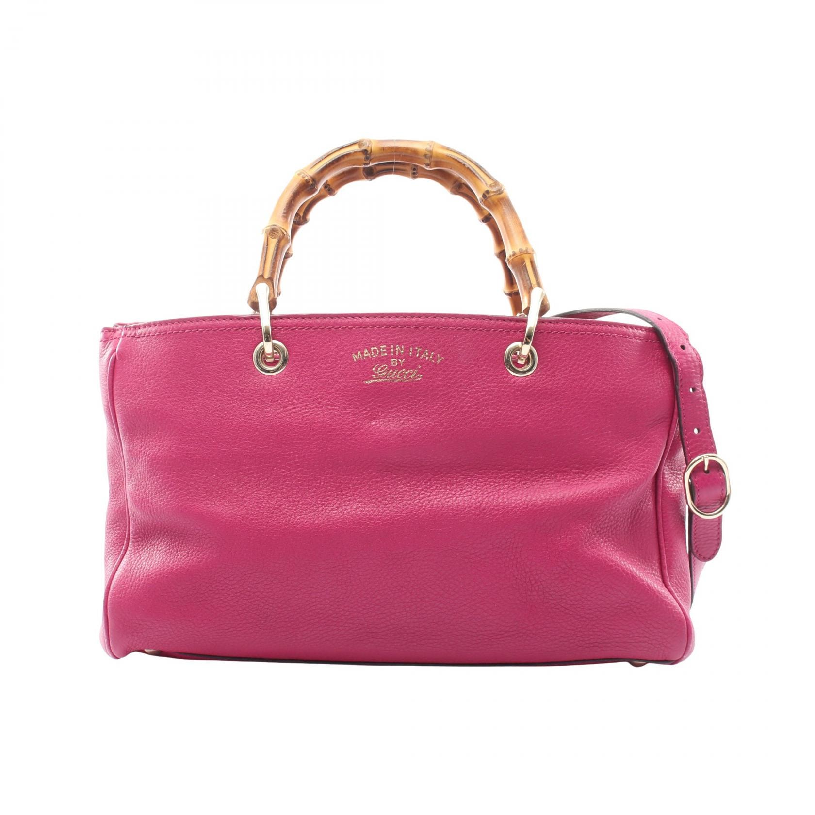 グッチ GUCCI バンブー ショッパー ミディアム 2WAY トートバッグ バッグ レザー レディース ピンク系 323660 【中古】