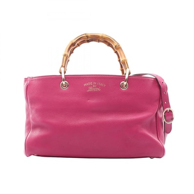 グッチ GUCCI バンブー ショッパー ミディアム 2WAY トートバッグ バッグ レザー レディース ピンク系 323660 【中古】