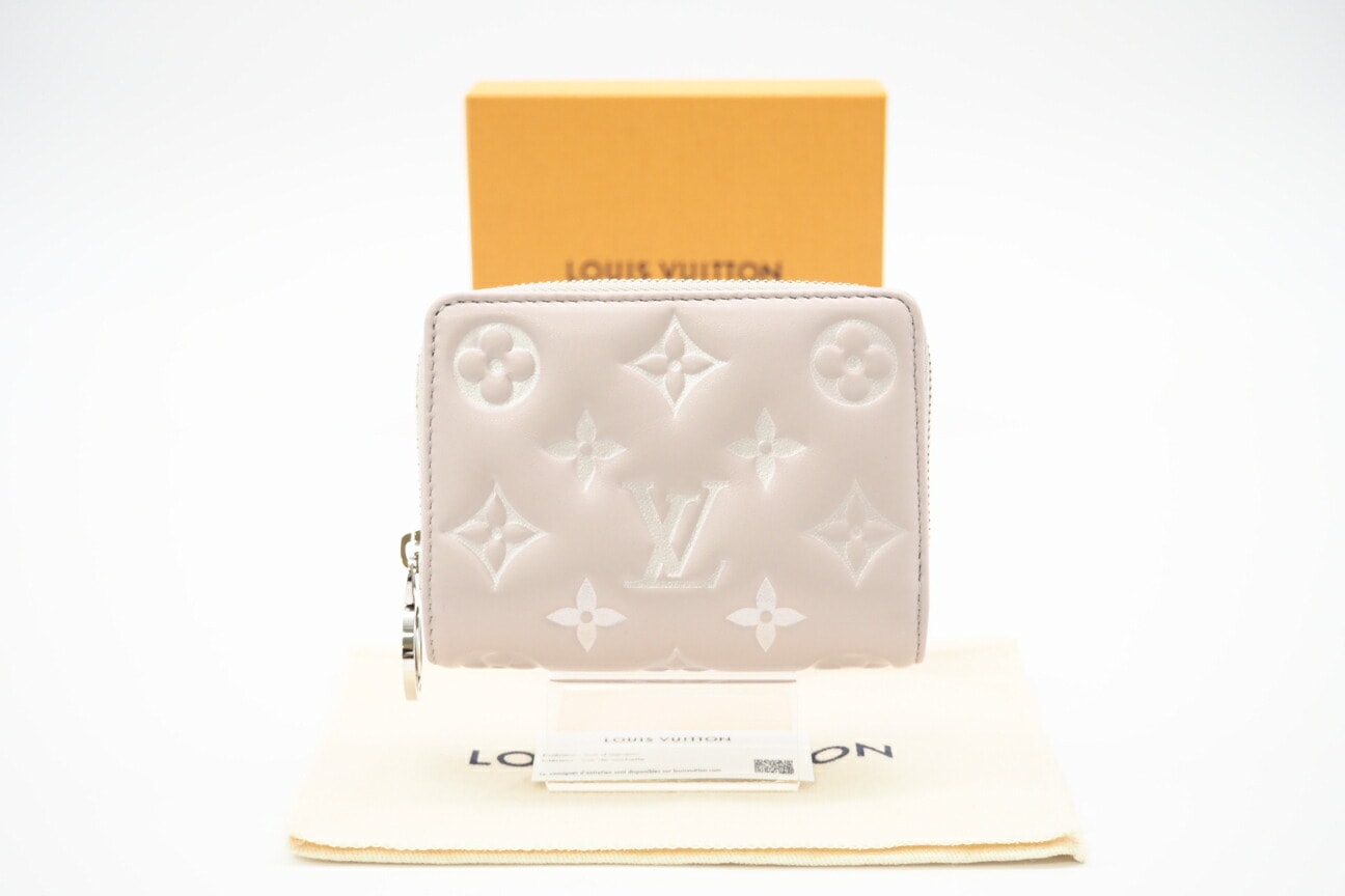 極美品 LOUIS VUITTON ルイ・ヴィトン ラムレザー ポルトフォイユ ルー ブルーム M14154 二つ折り財布 ピンク系グレー カーフレザー レディース