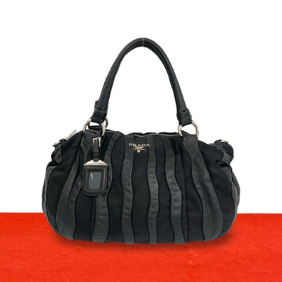 PRADA プラダ ロゴ 金具 レザー ナイロン トートバッグ ブラック
16814