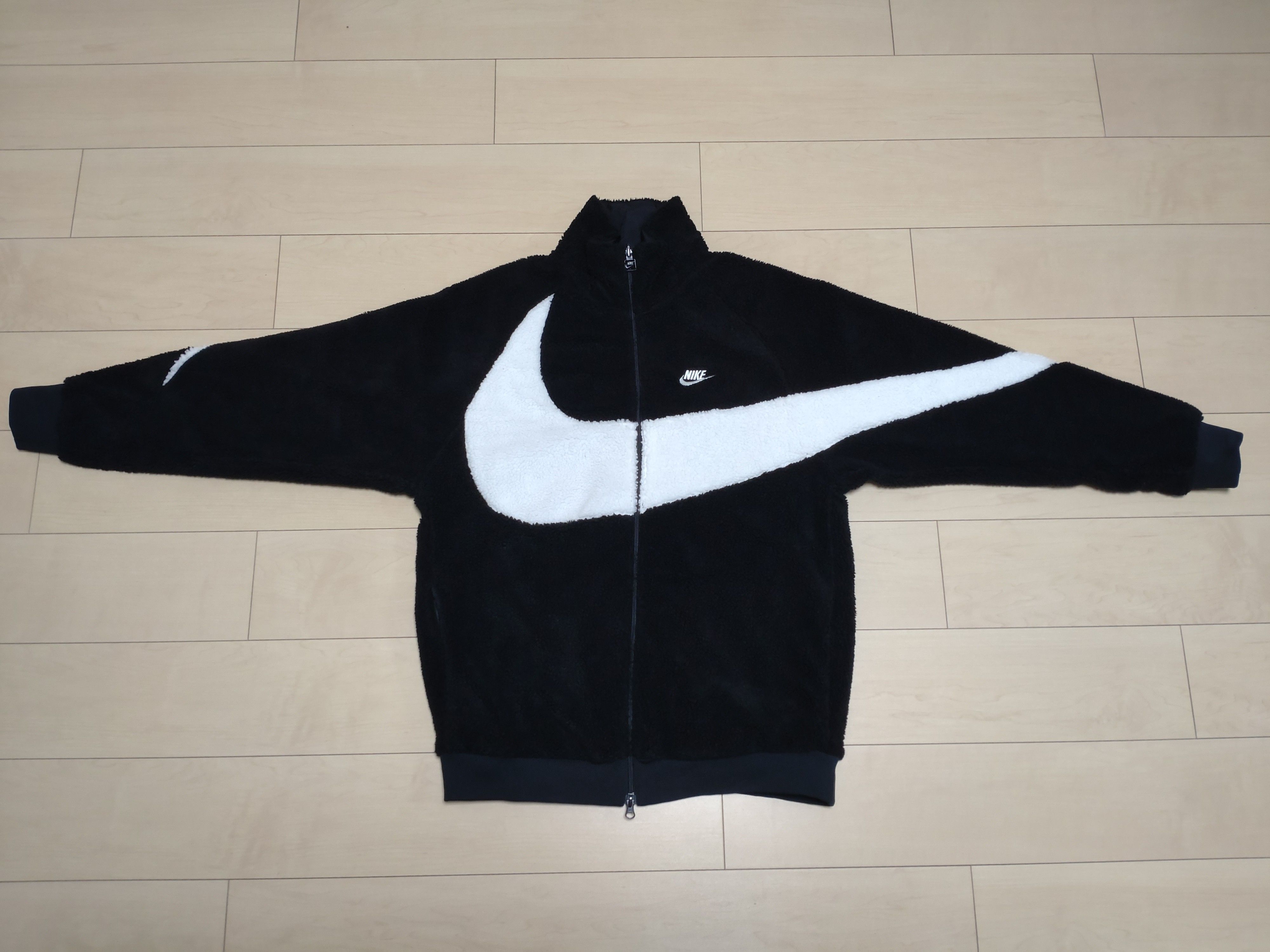 Nike Big Swoosh Reversible Boa Jacket "Black Sail"