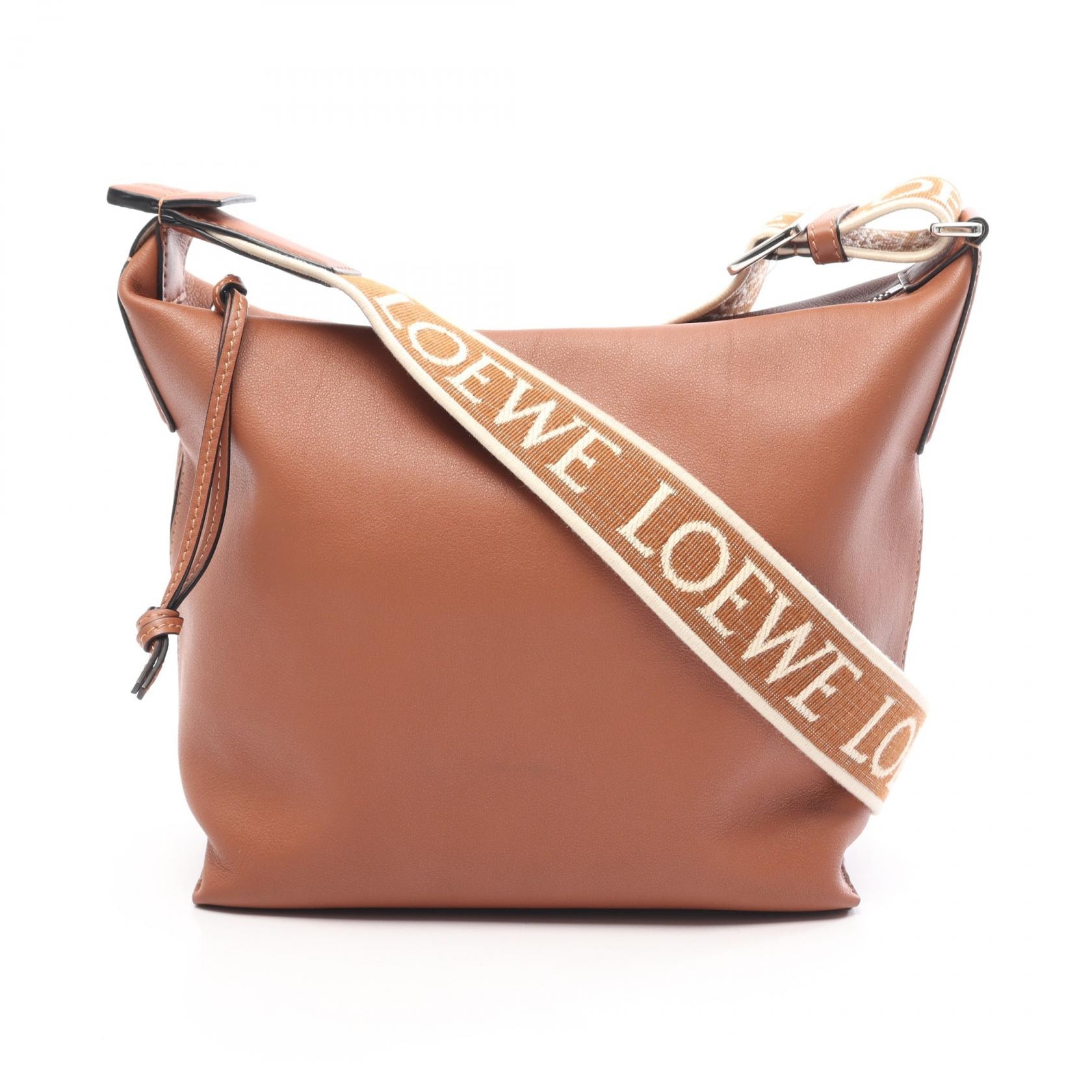 ロエベ LOEWE キュービィ スモール ショルダーバッグ バッグ レザー メンズ ブラウン系 B906Q63X01 【中古】