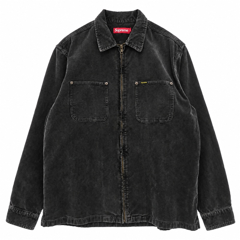 Supreme シュプリーム 24SS Washed Corduroy Zip Up Shirt ウォシュド コーデュロイ ジップアップ コットン 長袖シャツ ブルゾン ジャケット ダークブラウン系 L【中古】