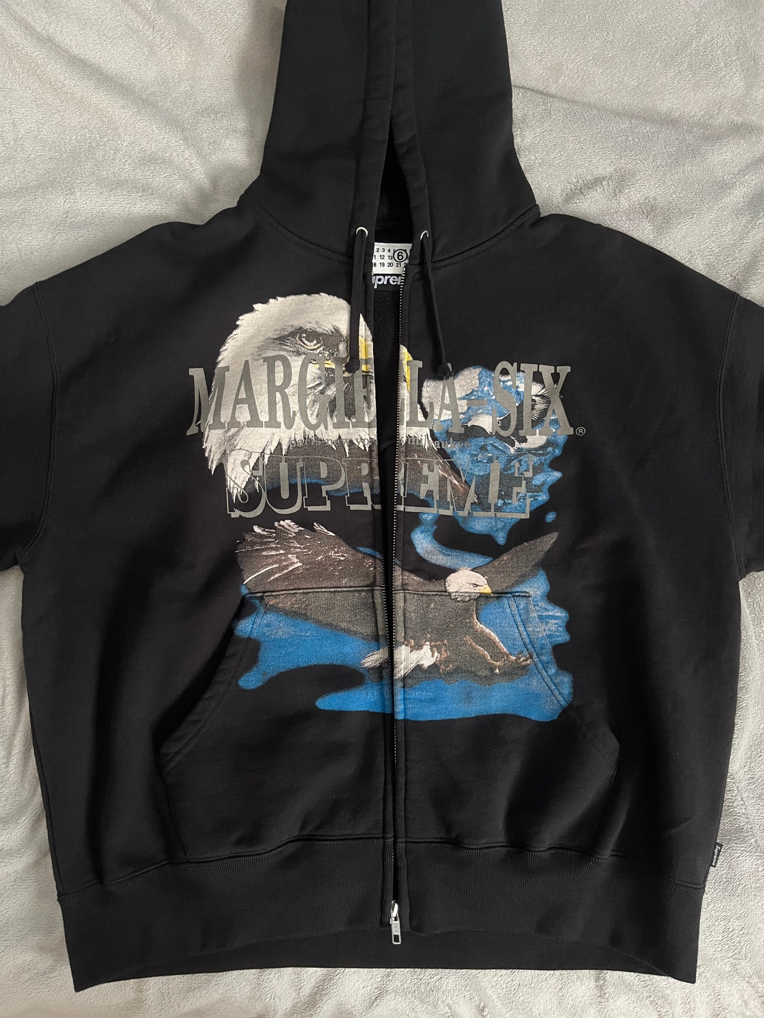 Supreme x MM6 Maison Margiela Eagle Zip Up Hooded Sweatshirt "Black"