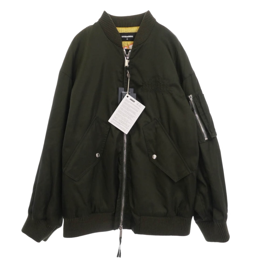 DSQUARED2 ディースクエアード ジャケット 22AW S75AM0900 S49576 Oversized Zip Bomber オーバーサイズ ジップアップ ボンバージャケット ブルゾン フライトジャケット 40【極上美品】【中古】