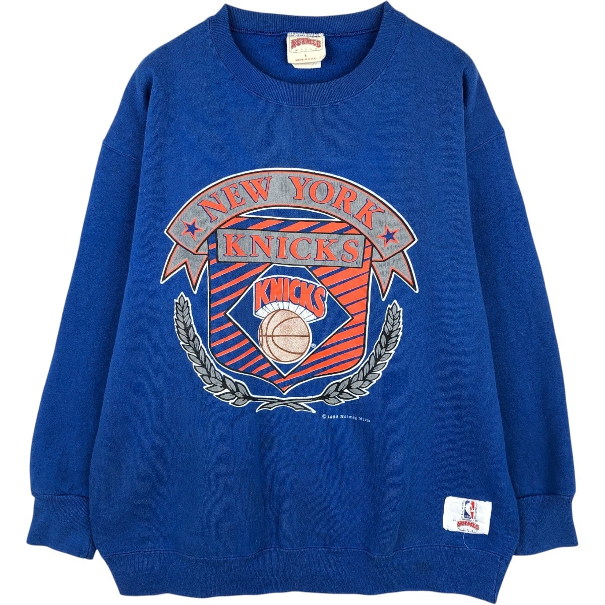 古着 90年代 フルーツオブザルーム FRUIT OF THE LOOM NBA NEW YORK KNICKS ニューヨークニックス プリントスウェットシャツ トレーナー USA製 メンズL相当 ヴィンテージ/eaa680607