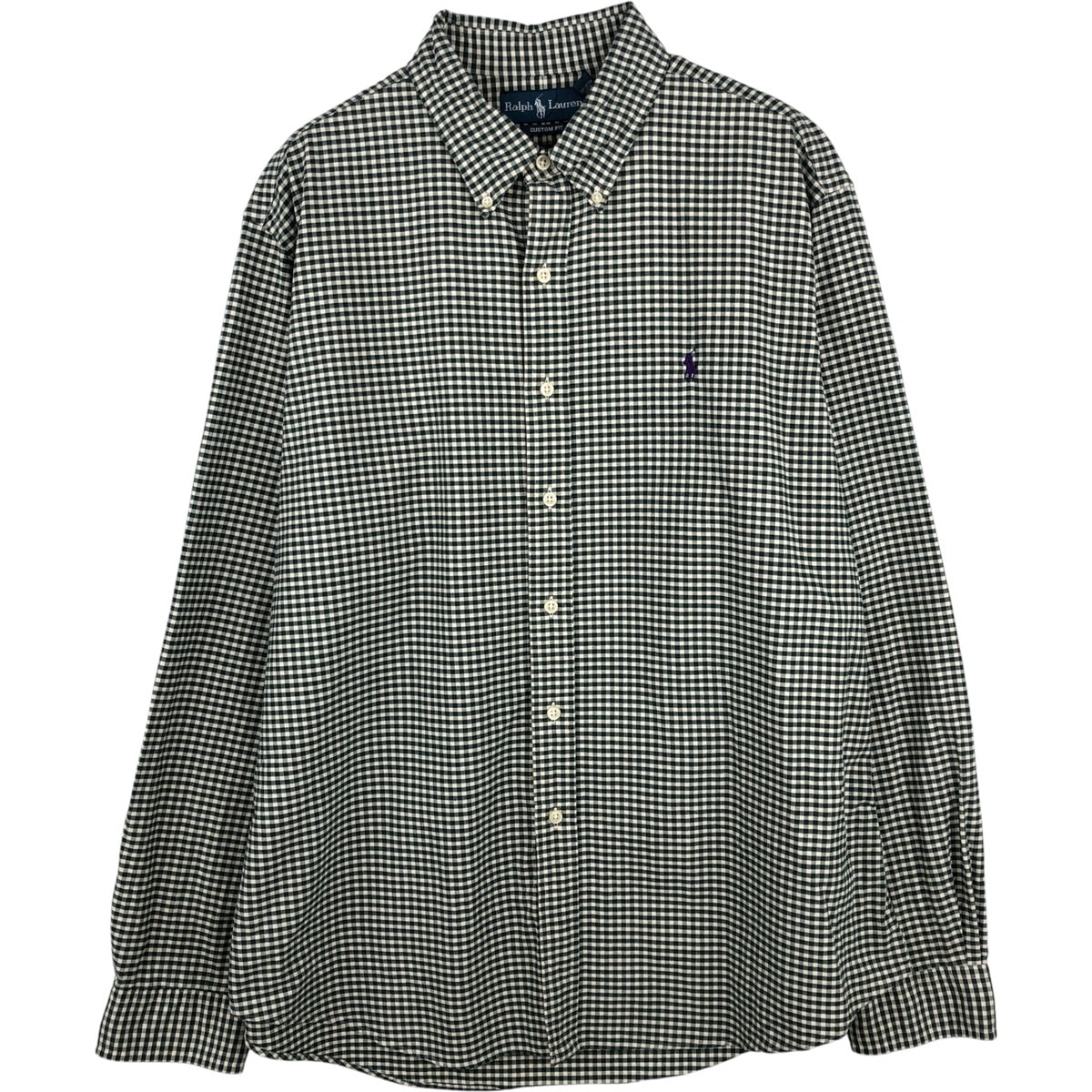 古着 ラルフローレン Ralph Lauren CUSTOM FIT ギンガムチェック 長袖 ボタンダウンチェックシャツ メンズXL相当/eaa616041