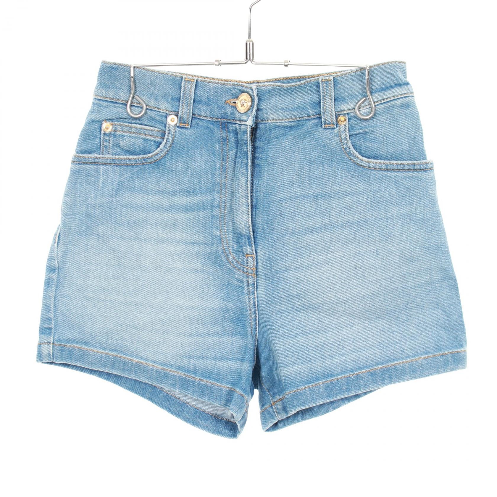 ヴェルサーチ VERSACE メデューサボタン デニムパンツ 衣料品 ボトムス コットン レディース ブルー系 【中古】