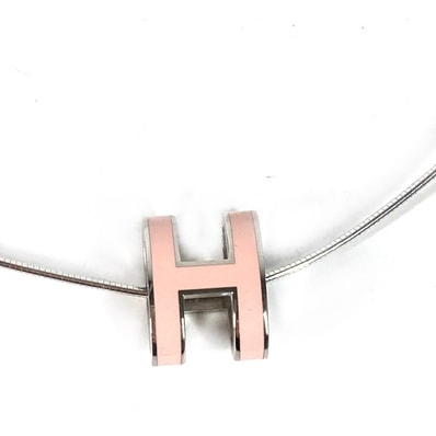 エルメス HERMES ポップアッシュH アクセサリー ネックレス メタル ライトピンク 美品