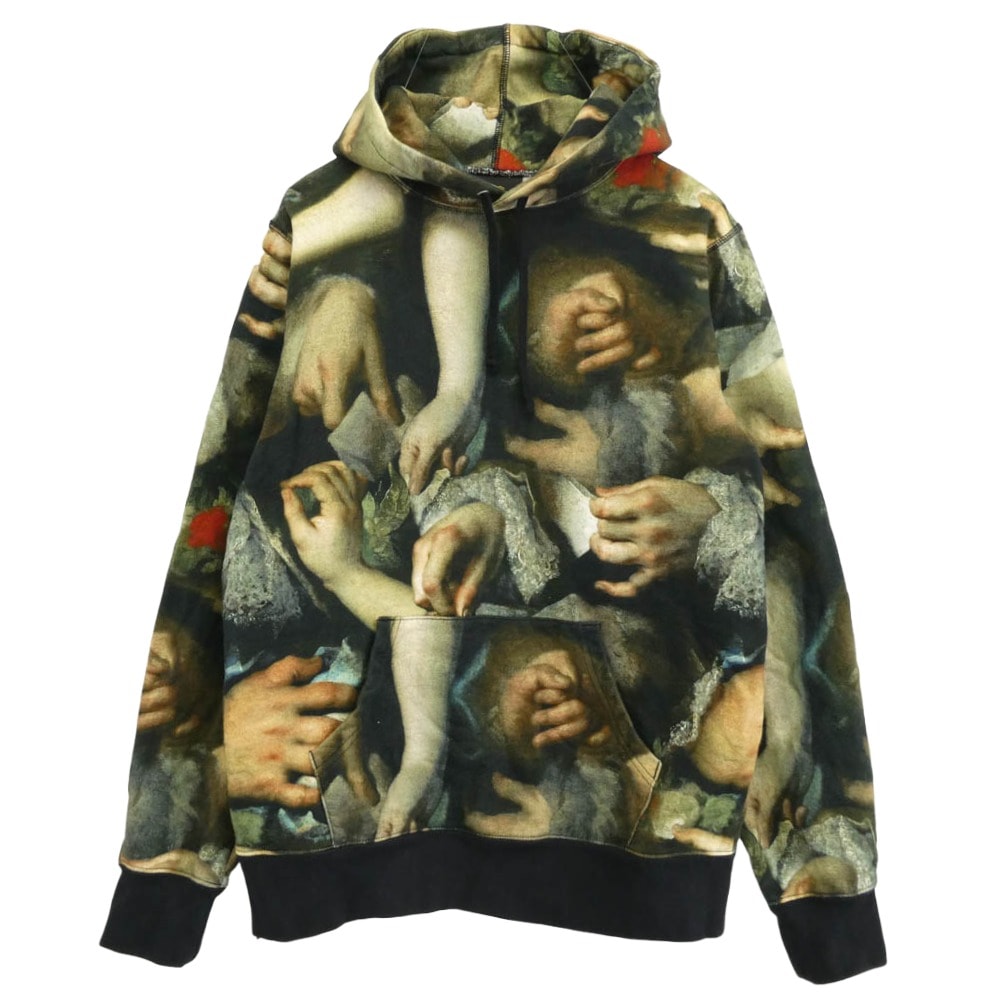 Supreme シュプリーム パーカー 15SS × UNDERCOVER アンダーカバー Hooded Sweatshirt 総柄 サイドジップ フーディー パーカー グリーン系 M【中古】
