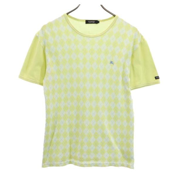 BURBERRY BLACK LABEL バーバリーブラックレーベル 日本製 三陽商会 アーガイル 半袖 Tシャツ 2 イエロー系