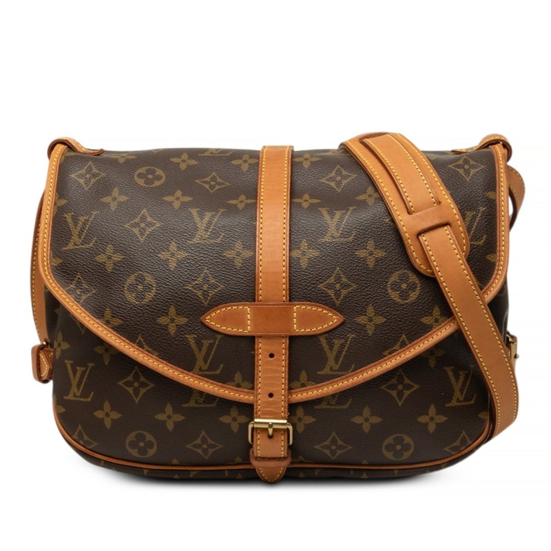 ルイ ヴィトン モノグラム ソミュール30 斜め掛け ショルダーバッグ M42256 ブラウン PVC レザー レディース LOUIS VUITTON 中古