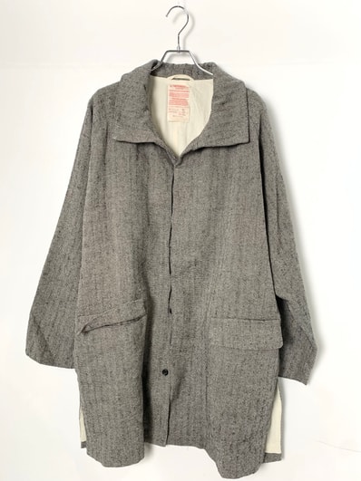 NICENESS H.Calder Linen Alpaca Silk Herringbone Rover Coat "Gray"