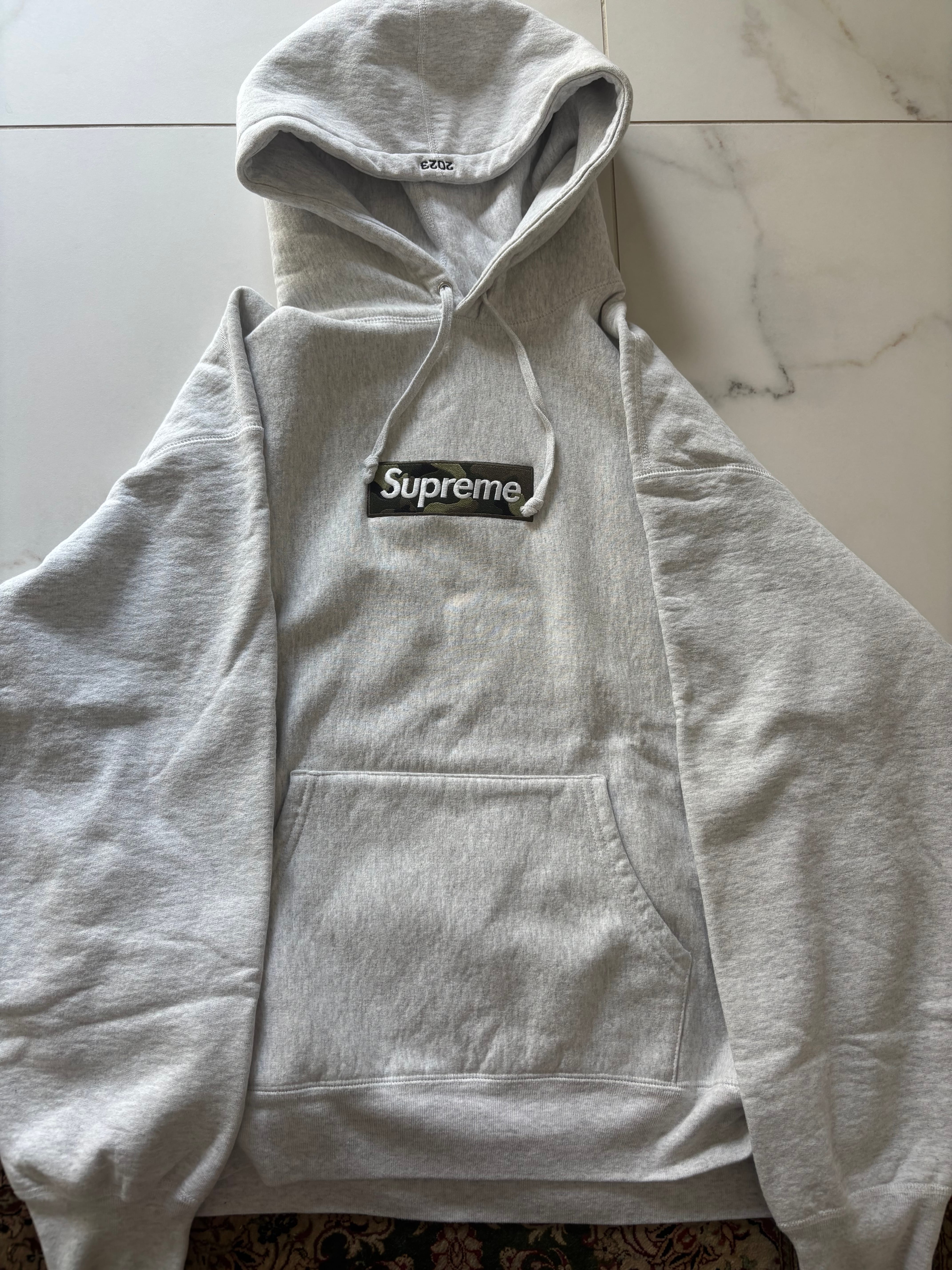 Supreme Box Logo Hooded Sweatshirt "Ash Grey" (23FW)
