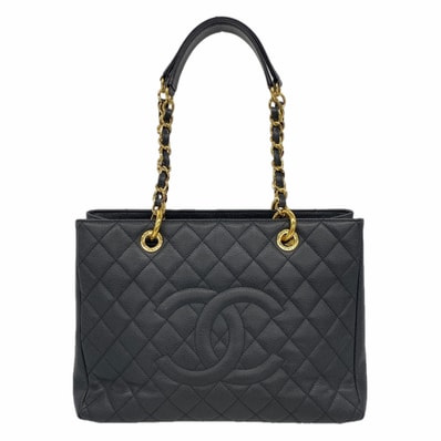 ★最終価格★SALE【6ie6940】シャネル チェーントート マトラッセ キャビアスキン ブラック ゴールド金具【中古】レディース