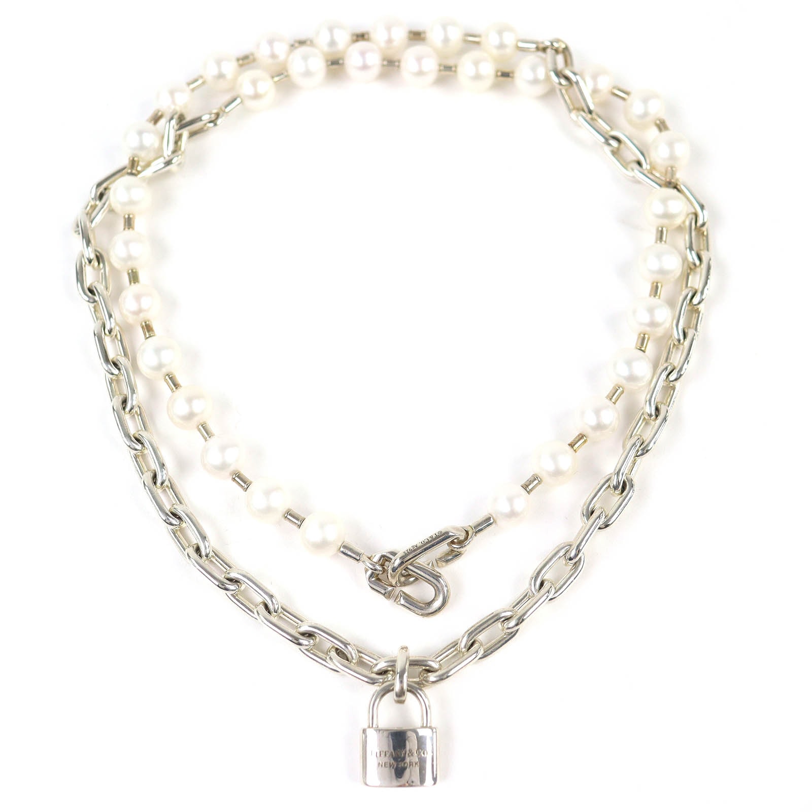 極美品 ティファニー ハードウェア パール ロック ネックレス 925