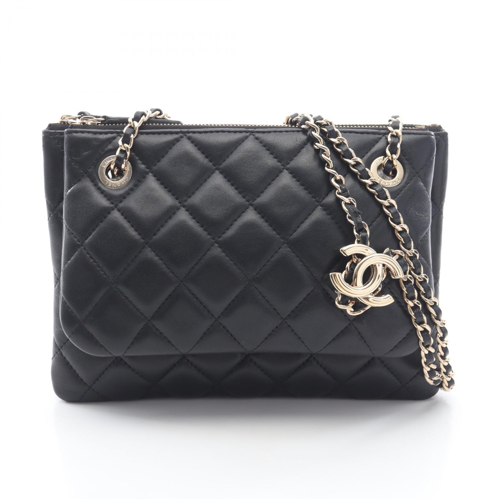 シャネル CHANEL マトラッセ ショルダーバッグ バッグ ラムスキン(羊革) レディース ブラック系 【中古】