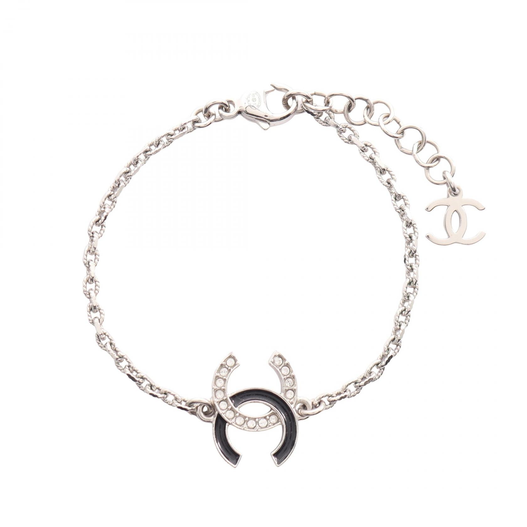 シャネル CHANEL ココマーク ブレスレット アクセサリー メタル / ラインストーン レディース シルバー系 / ブラック系 / クリア系 ABF797 【中古】