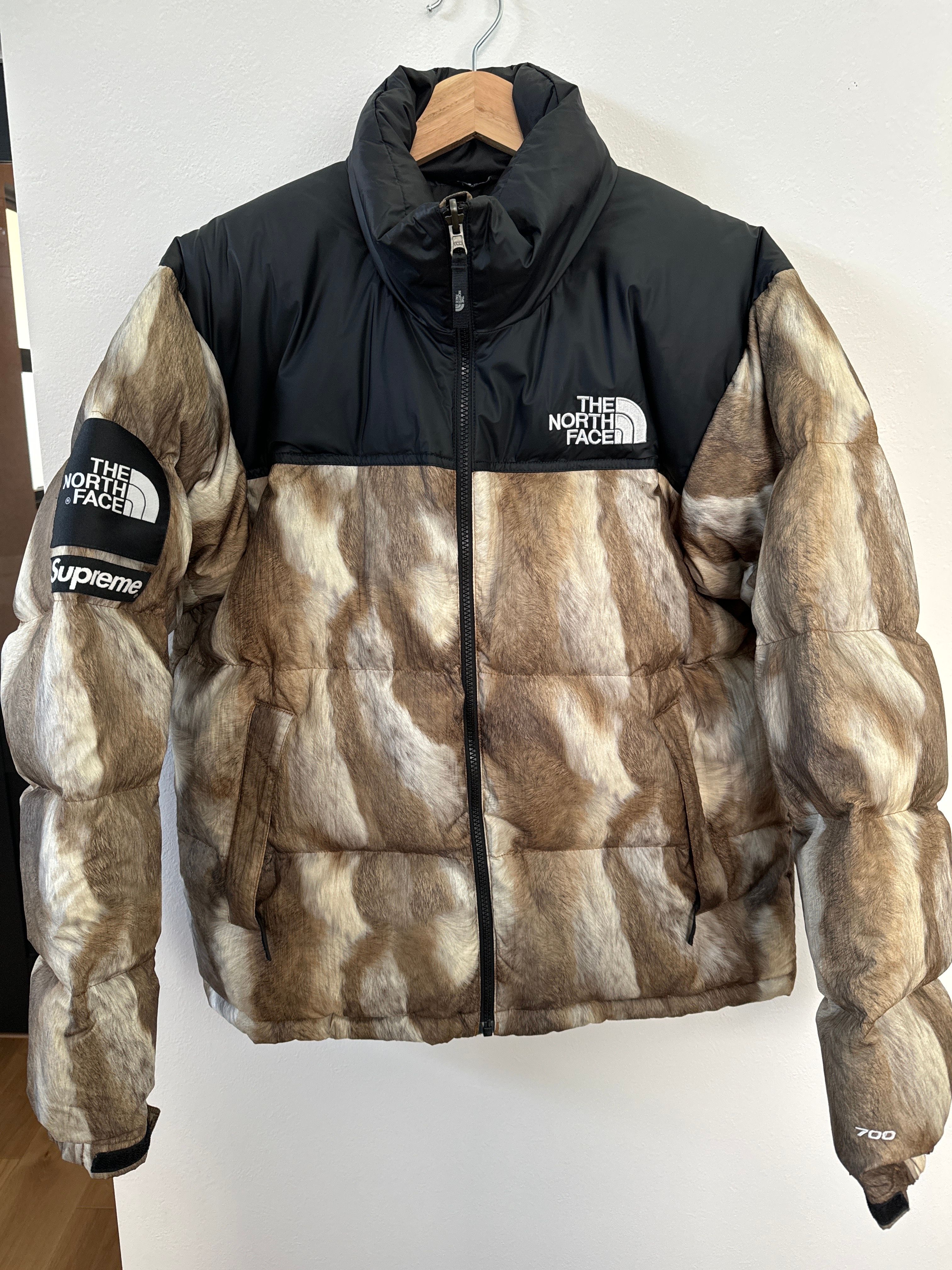 Supreme x The North Face Fur Print Nuptse Jacket "Brown"