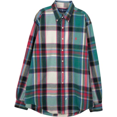古着 ラルフローレン Ralph Lauren 長袖 ボタンダウン ライトネルチェックシャツ メンズXL相当/eaa650255