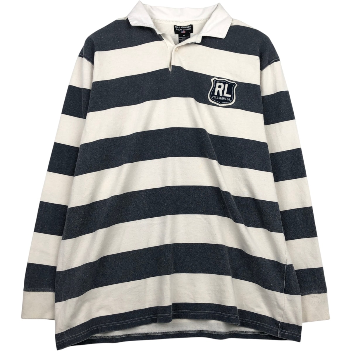 古着 ラルフローレン Ralph Lauren POLO JEANS COMPANY ボーダー柄 長袖 ラガーシャツ メンズXL相当/eaa631846
