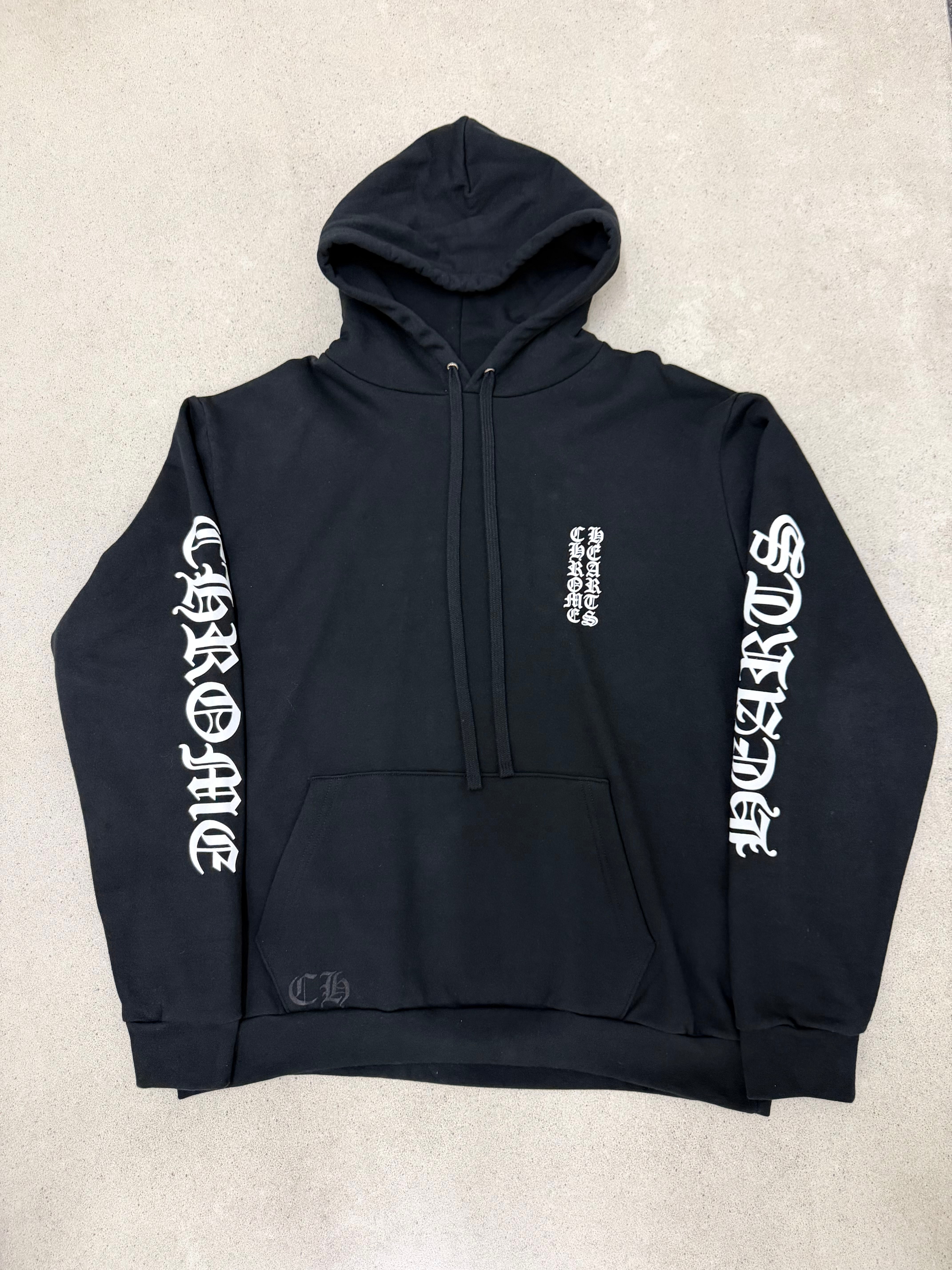 Chrome Hearts Vertical Logo Pullover Hoodie "Black/White"