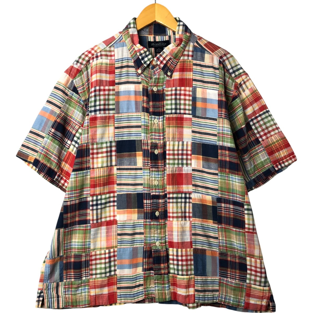 古着 ブルックスブラザーズ Brooks Brothers パッチワーク 半袖 ボタンダウン チェックシャツ ボックスシャツ メンズXL相当/eaa561089 【中古】 【250628】/eaa561089