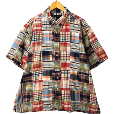 古着 ブルックスブラザーズ Brooks Brothers パッチワーク 半袖 ボタンダウン チェックシャツ ボックスシャツ メンズXL相当/eaa561089 【中古】 【250628】/eaa561089