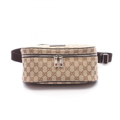 グッチ GUCCI GGキャンバス ウエストバッグ ボディバッグ バッグ キャンバス レザー メンズ レディース ベージュ系 / ブラウン系 630915 【中古】