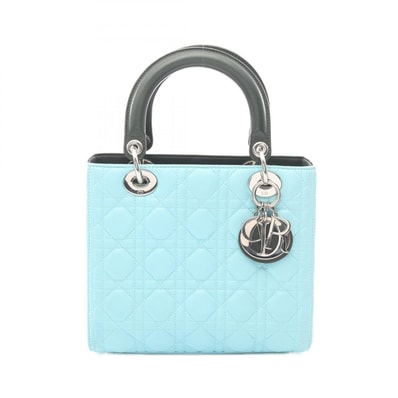 ディオール Dior LADY DIOR レディディオール カナージュ ハンドバッグ バッグ レザー レディース ブルー系 / アイボリー系 / グリーン系 【中古】