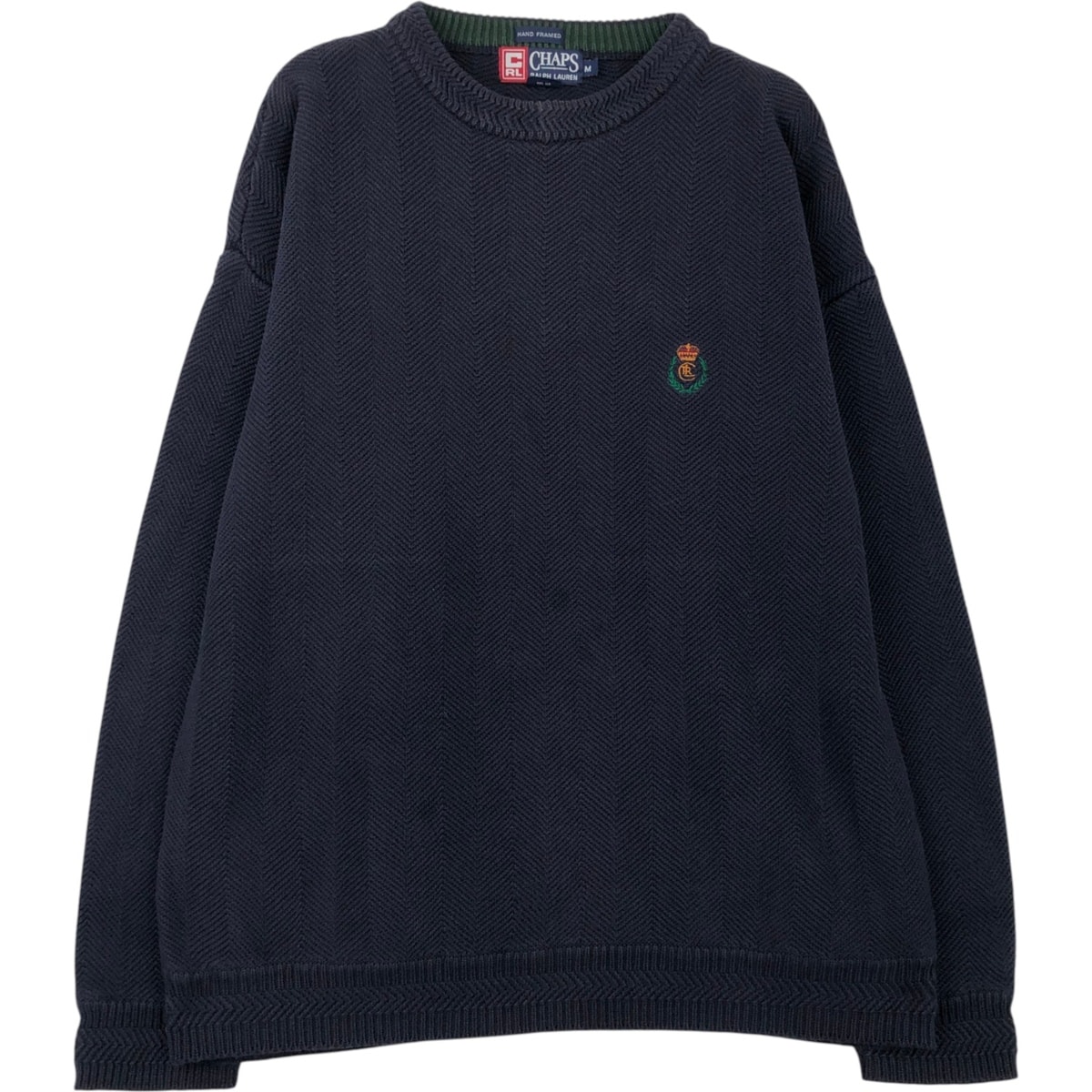 古着 ラルフローレン Ralph Lauren CHAPS チャップス ヘリンボーン コットンニットセーター メンズM相当/eaa619234
