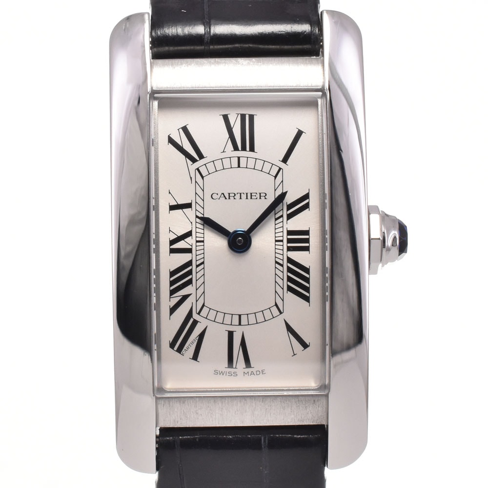 値下 カルティエ CARTIER WSTA0043 タンクアメリカン SM シルバー クォーツ レディース 良品 保証書付き 腕時計 H#147686