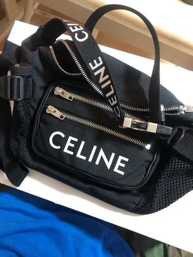 CELINE Large Zipped Belt Bag Trekking In Nylon With Celine Print "Black"