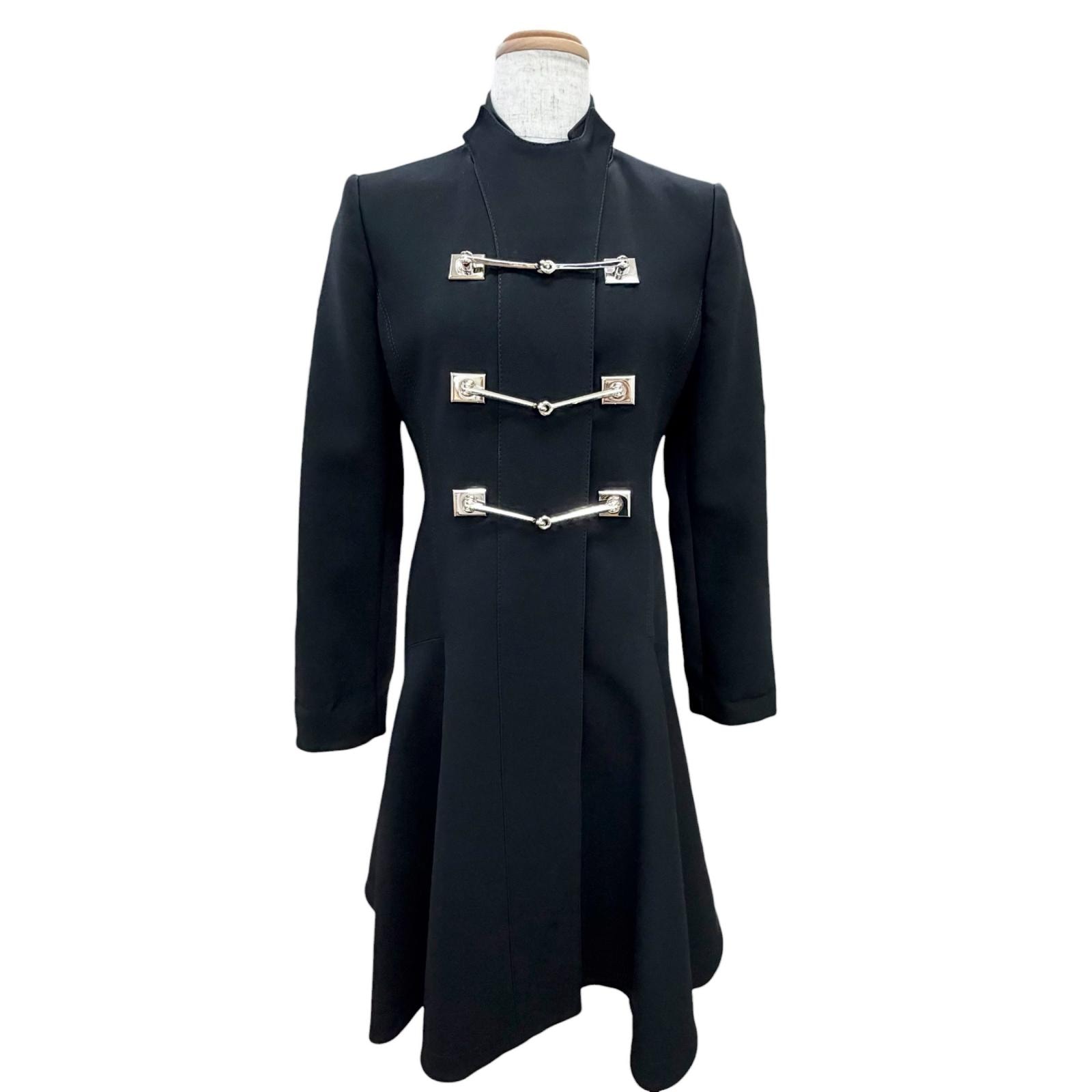 極美品 グッチ ビットデザイン ロングコート ブラック 36 361308