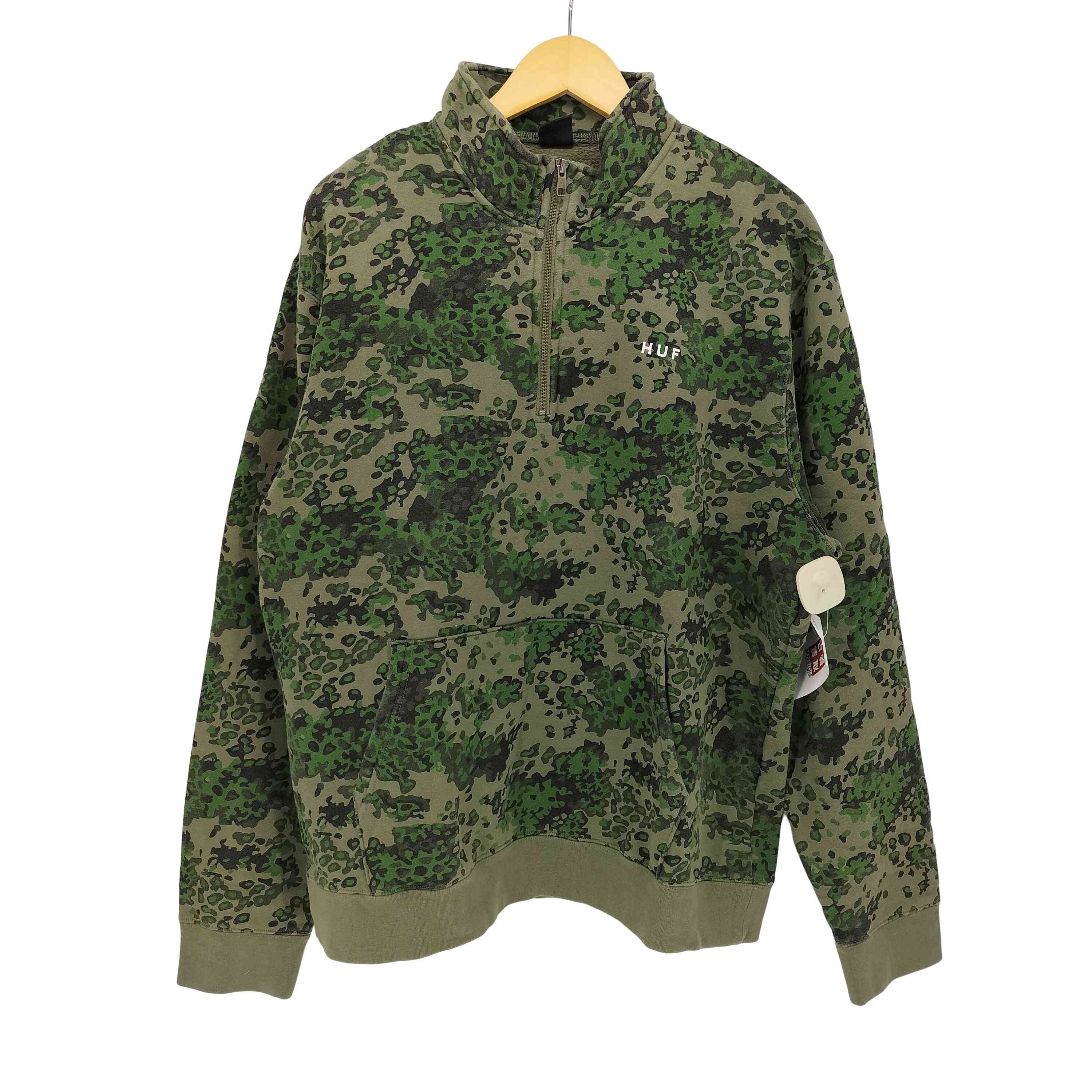 21AW CONTRA 1/4 ZIP FLEECE / HUF ハーフジップ フリース カモ【1139564123524】