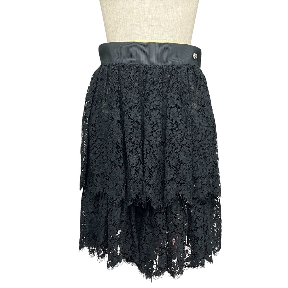 シャネル CHANEL ハーフパンツ CC ココマーク P45546 13P 総レース ショートパンツ ボトムス アパレル パンツ レーヨン ブラック 新品同様