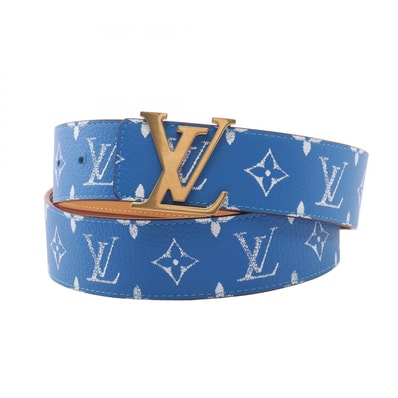 ルイ・ヴィトン LOUIS VUITTON LVイニシャル 40MM リバーシブル ゴールド金具 ベルト 衣料品 レザー ベージュ メンズ ブルー系 / ベージュ系 M8460 【中古】