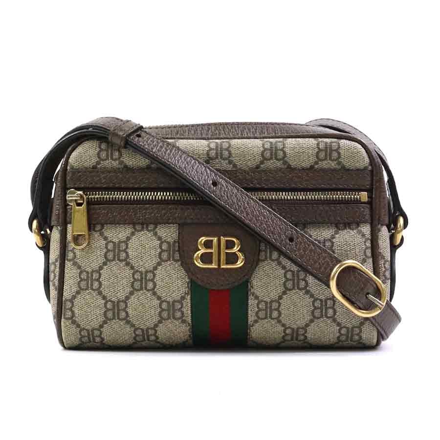 バレンシアガ BALENCIAGA 斜め掛けショルダーバッグ BALENCIAGA x GUCCI PVC/レザー ブラウン ゴールド ユニセックス【中古】 e62183a