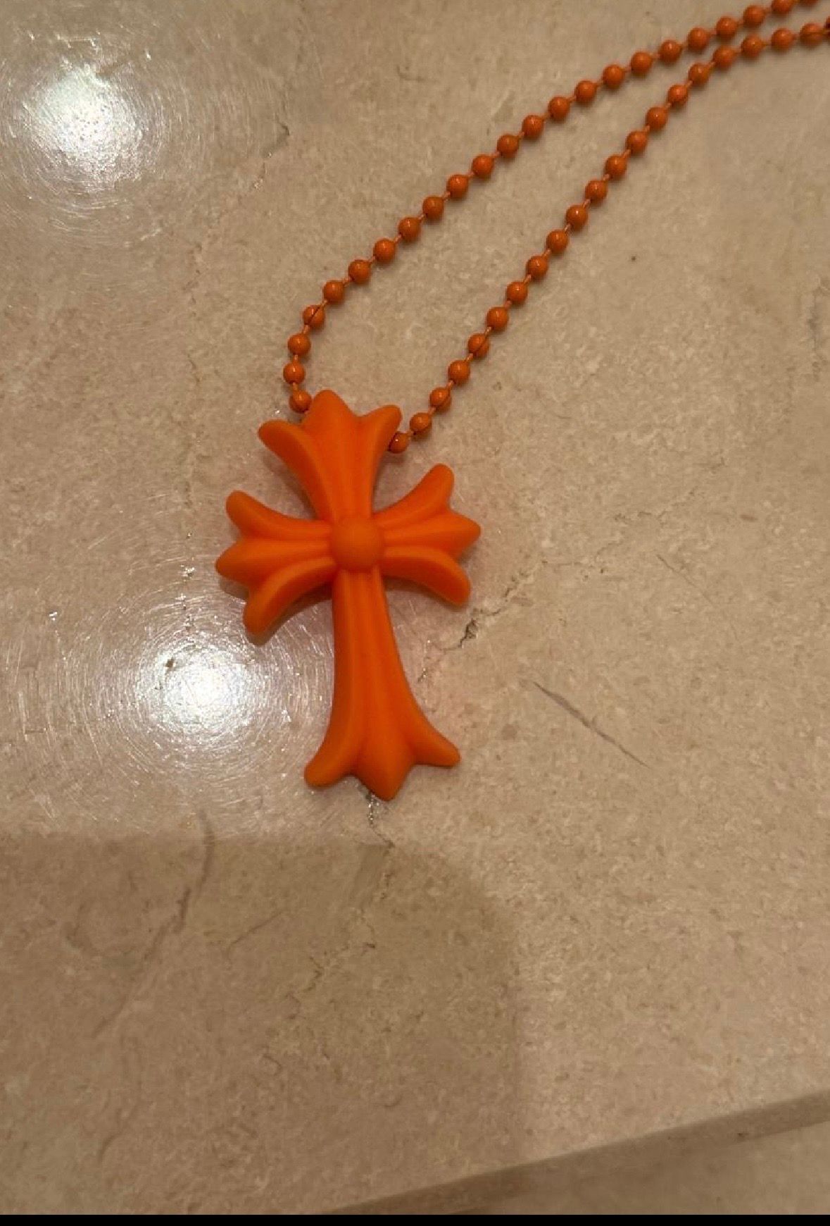 Chrome Hearts Rubber Small CH Cross Silicon Necklace "Yellow"