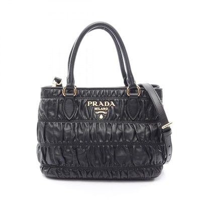 プラダ PRADA TESSUTO + SOFT CA 2WAY ハンドバッグ バッグ レザー レディース ブラック系 1BA172 【中古】