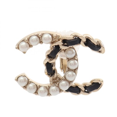 シャネル CHANEL ココマーク イヤリング ジュエリー GP(ゴールドメッキ) レザー フェイクパール レディース ゴールド系 / ブラック系 / ホワイト系 【中古】