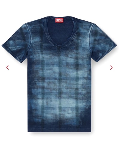 X-Ray Top In Check-Print Rib-Jersey