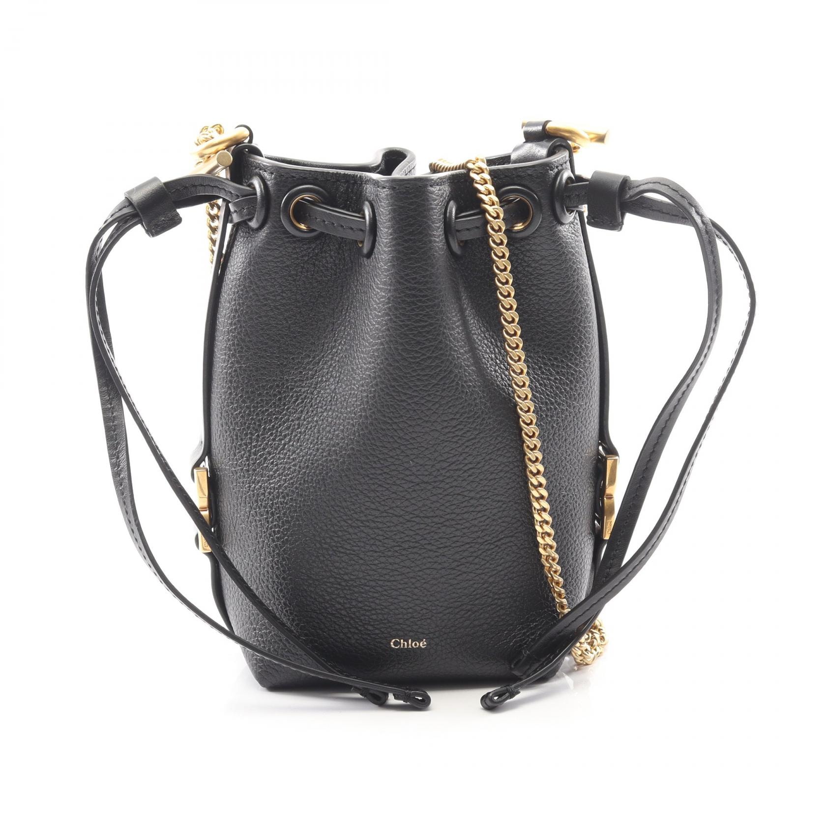 クロエ Chloe マーシー マイクロ バケットバッグ ショルダーバッグ バッグ レザー レディース ブラック系 CHC23AP844I31001 【中古】