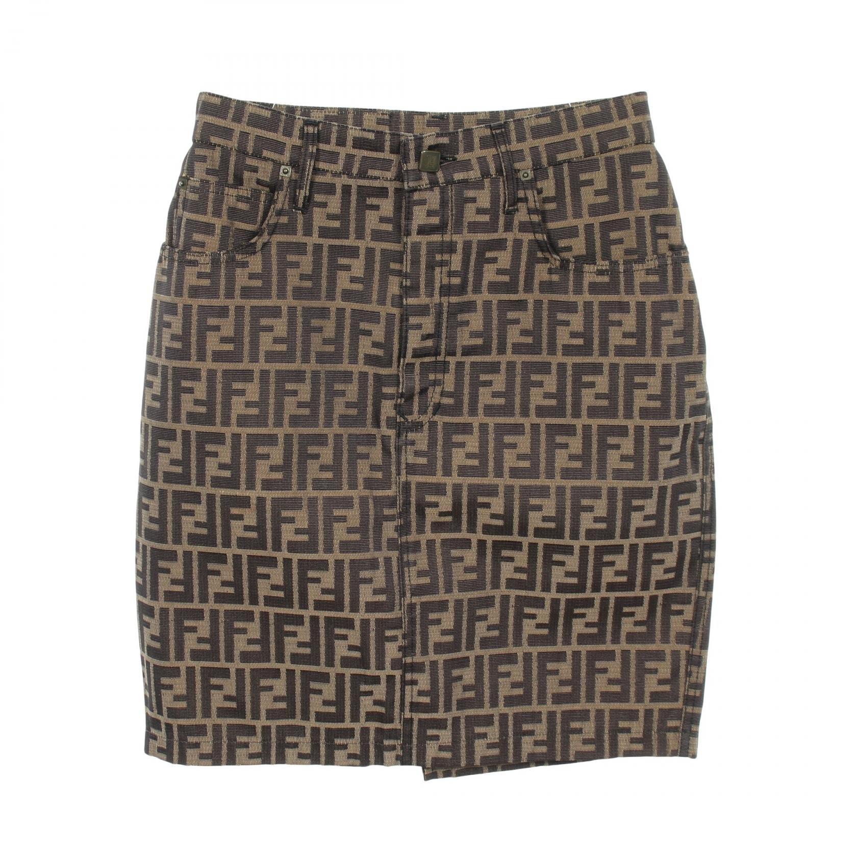 フェンディ FENDI ズッカ スカート 衣料品 ボトムス コットン ポリエステル レディース ブラウン系 【中古】